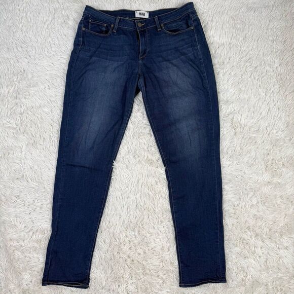 Paige Mid‎ Blue Wash Stretch Denim Slim SKYLINE SKINNY Jeans Made in USA Size 31 - Picture 1 of 9